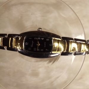 Chayada Black Face Gold & Silver Bracelet Watch NWOT